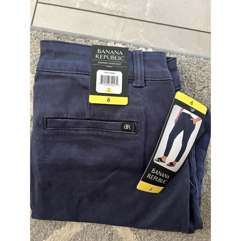 NWT Banana Republic Ladies' Slim-Fit Silhouette Chino Pants, Blue 6 Y9